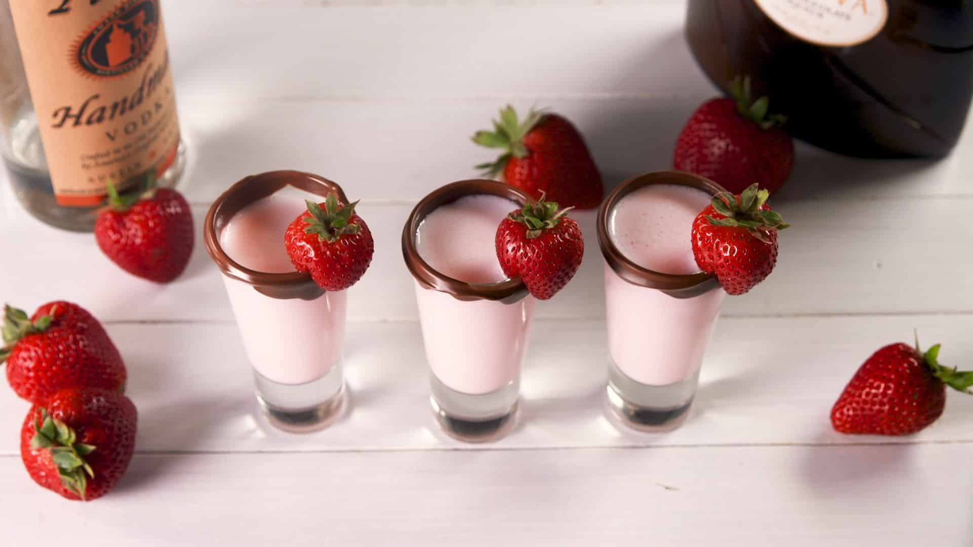 Chocolate Covered Strawberry Shooters