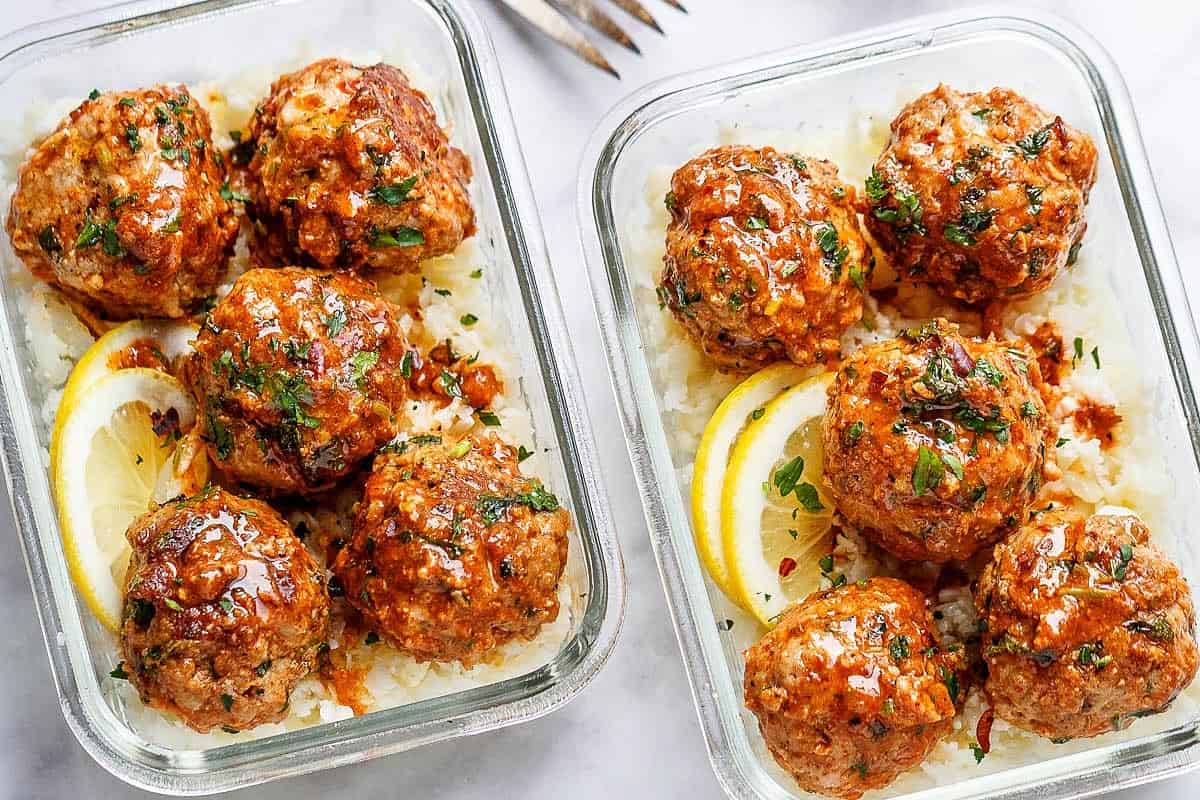 Garlic Butter Chicken Meatballs With Cauliflower Rice