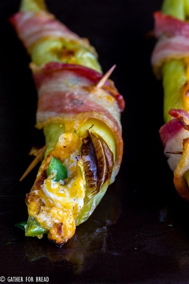 Bacon Wrapped Cheese Stuffed Banana Peppers