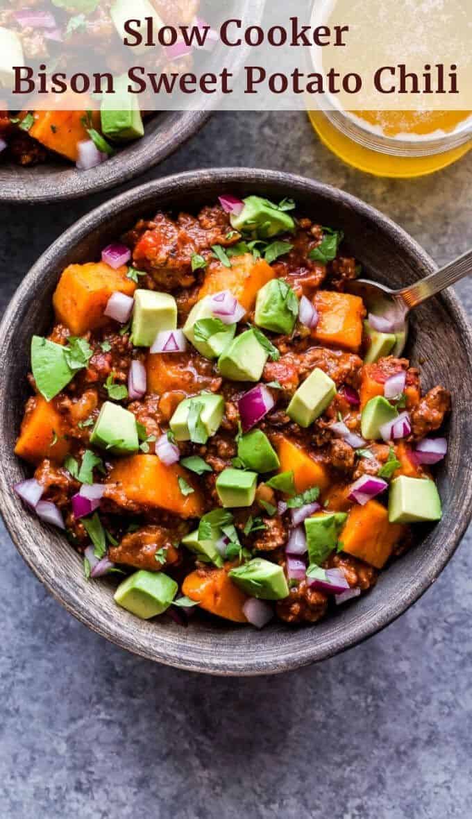 Slow Cooker Bison Sweet Potato Chili