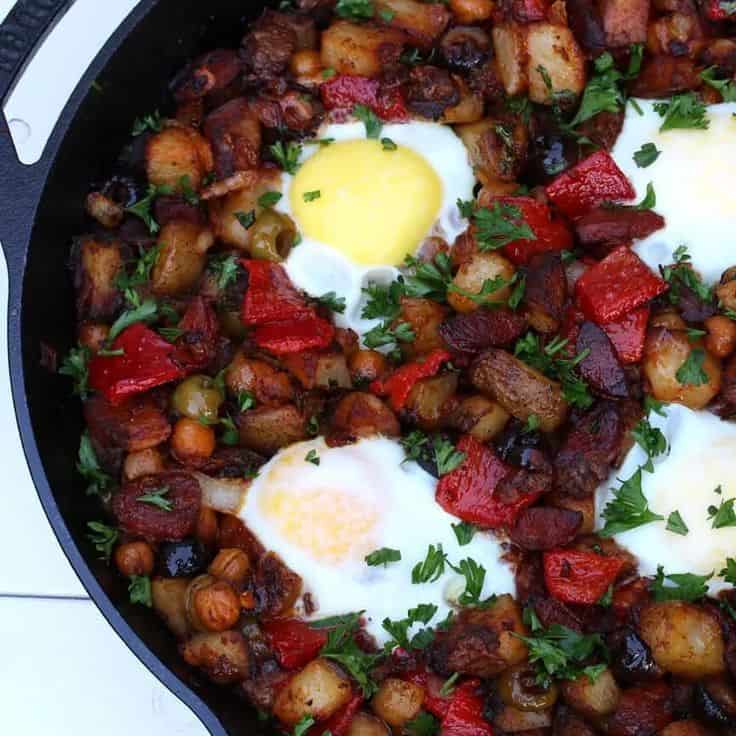 Portuguese Potato Hash With Linguiça, Peppers & Olives