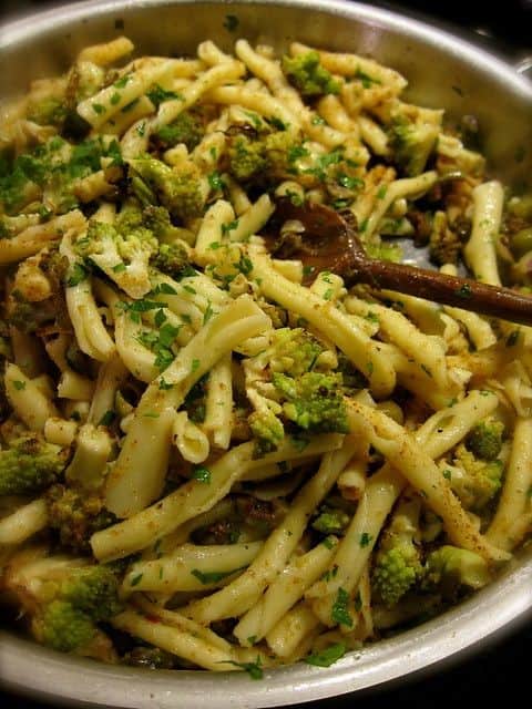 Strozzapreti With Romanesco Cauliflower, Green Olives, And Capers