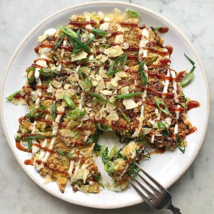 Savoy Cabbage Okonomiyaki (Japanese Pancake)