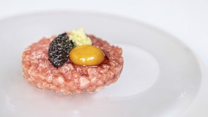 Tuna Tartare With Soy-Cured Quail Egg, Caviar And Wasabi