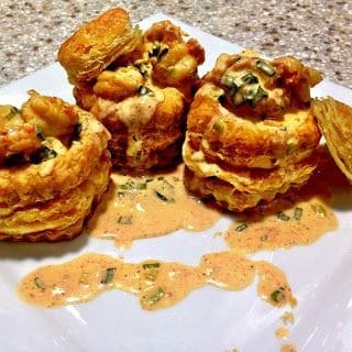 Sauteed Rock Shrimp With Creole Cream Sauce In Puff Pastry