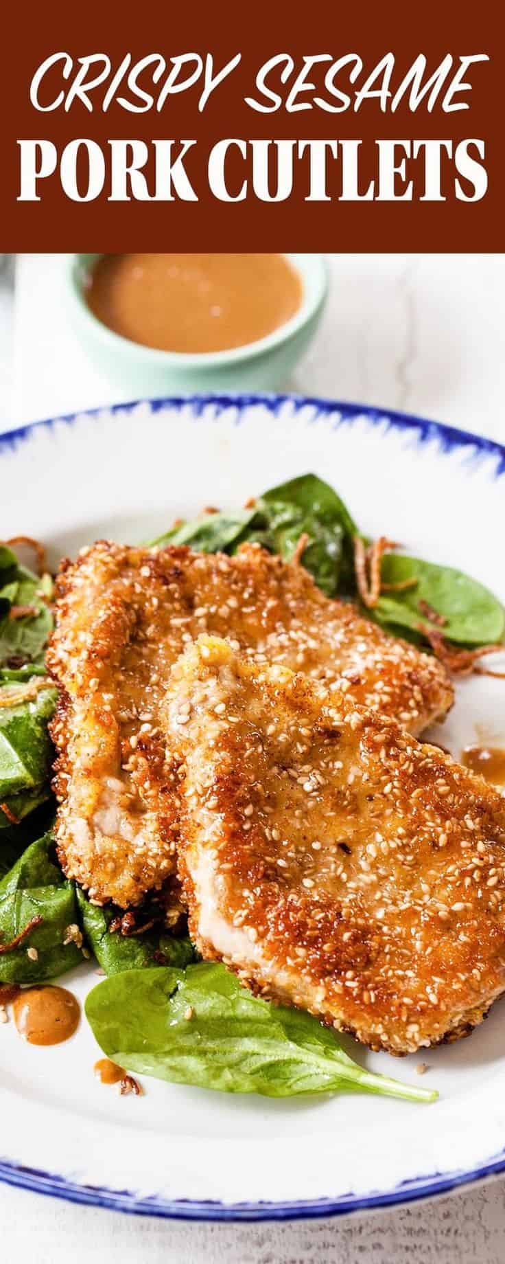 Sesame-Crusted Pork Cutlets With Crispy Shallots