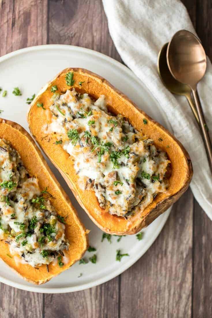 Stuffed Butternut Squash with Wild Rice