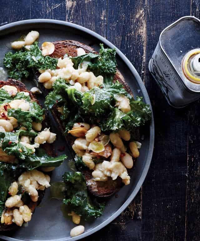 Skillet Bruschetta with Beans and Greens