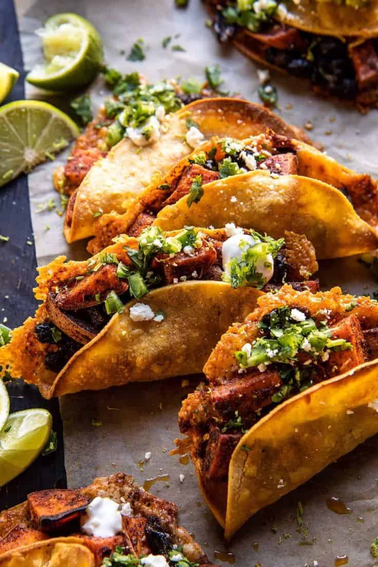 Crispy Chipotle Sweet Potato Tacos With Lime Crema