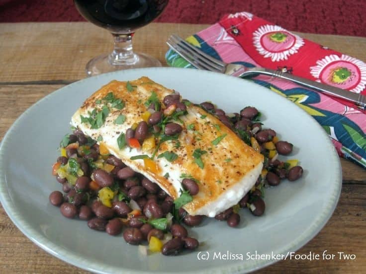 Pan-Seared Wahoo With Black Bean Salad