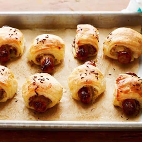 Pigs-in-a-Blanket With Sauerkraut and Mustard