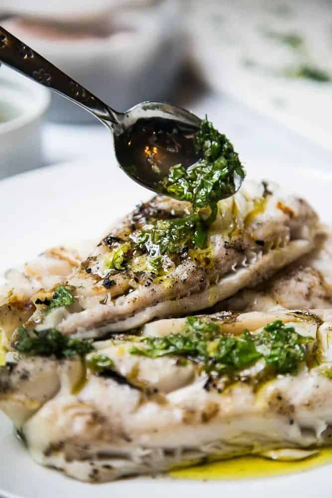 Grilled Sablefish With Garlic-Herb Oil