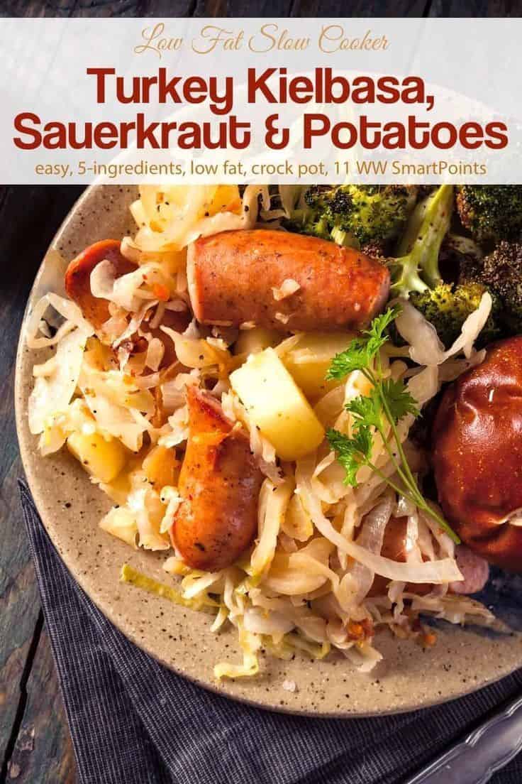 Easy Slow Cooker Kielbasa, Sauerkraut & Potatoes