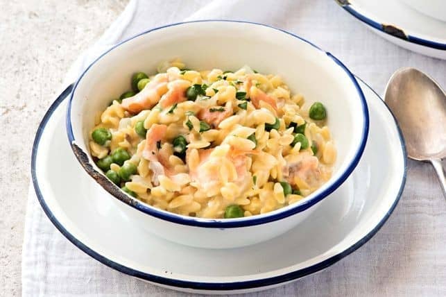 15-minute creamy salmon risoni