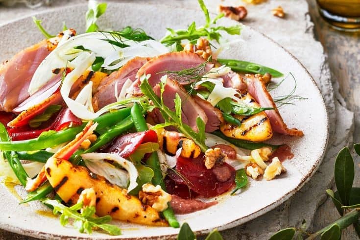 Smoked Duck, Walnut And Grilled Pear Salad