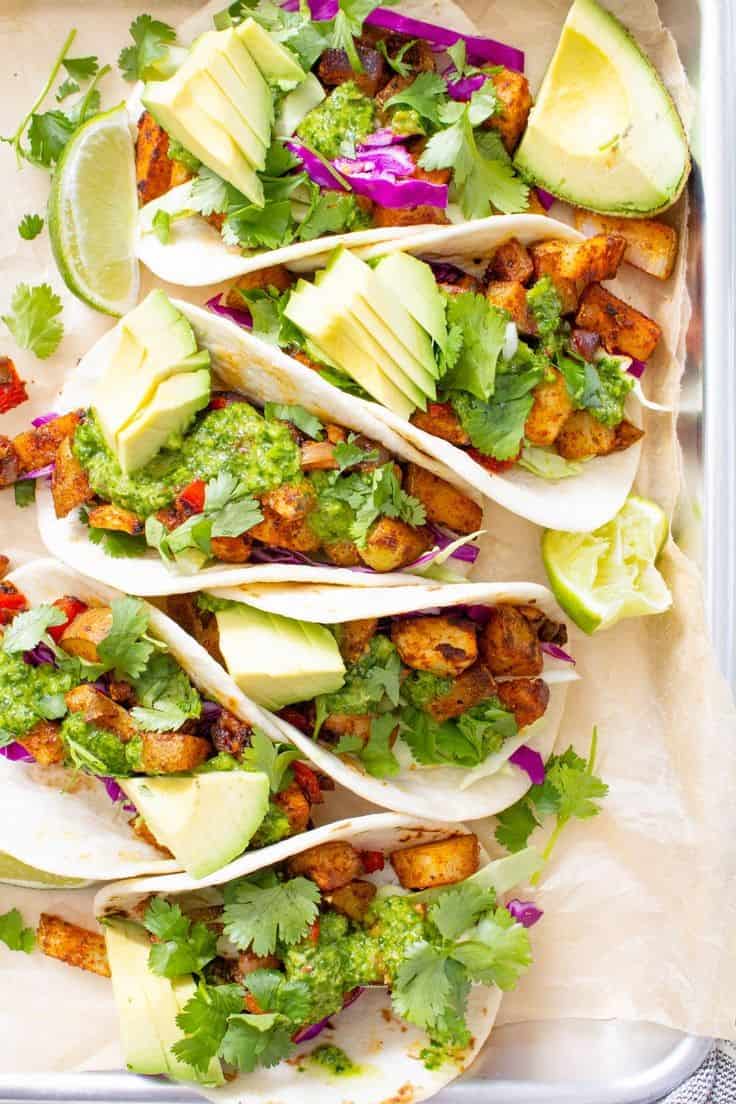 Roasted Potato Tacos With Chimichurri