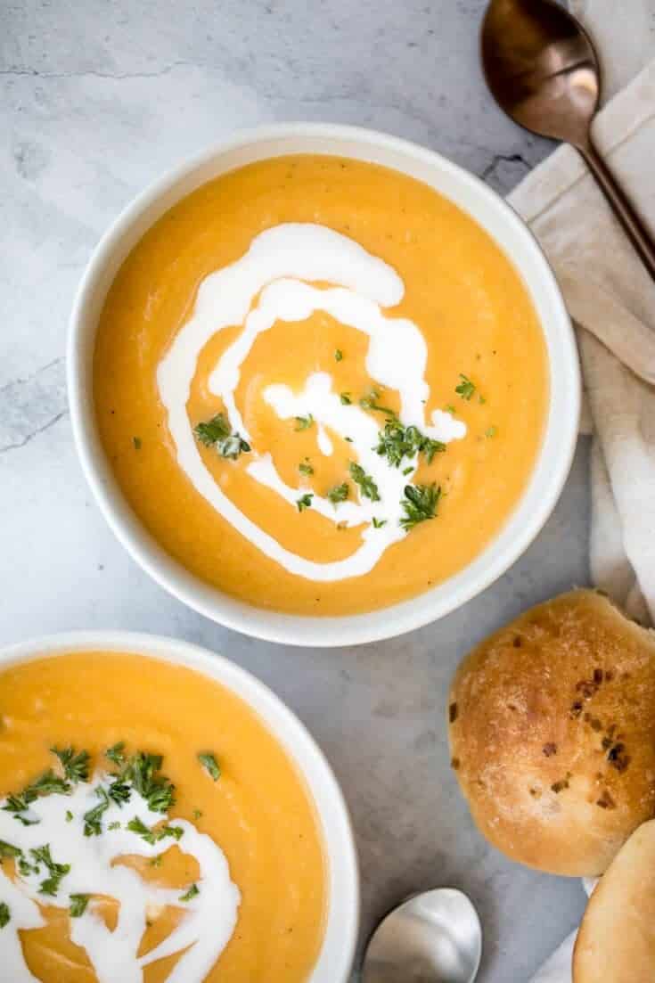 Roasted Butternut Squash and Cauliflower Soup