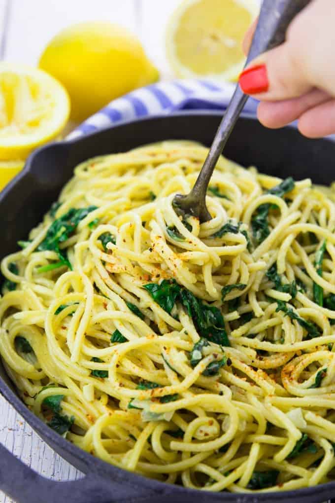 Lemon Spaghetti with Spinach (One Pot)