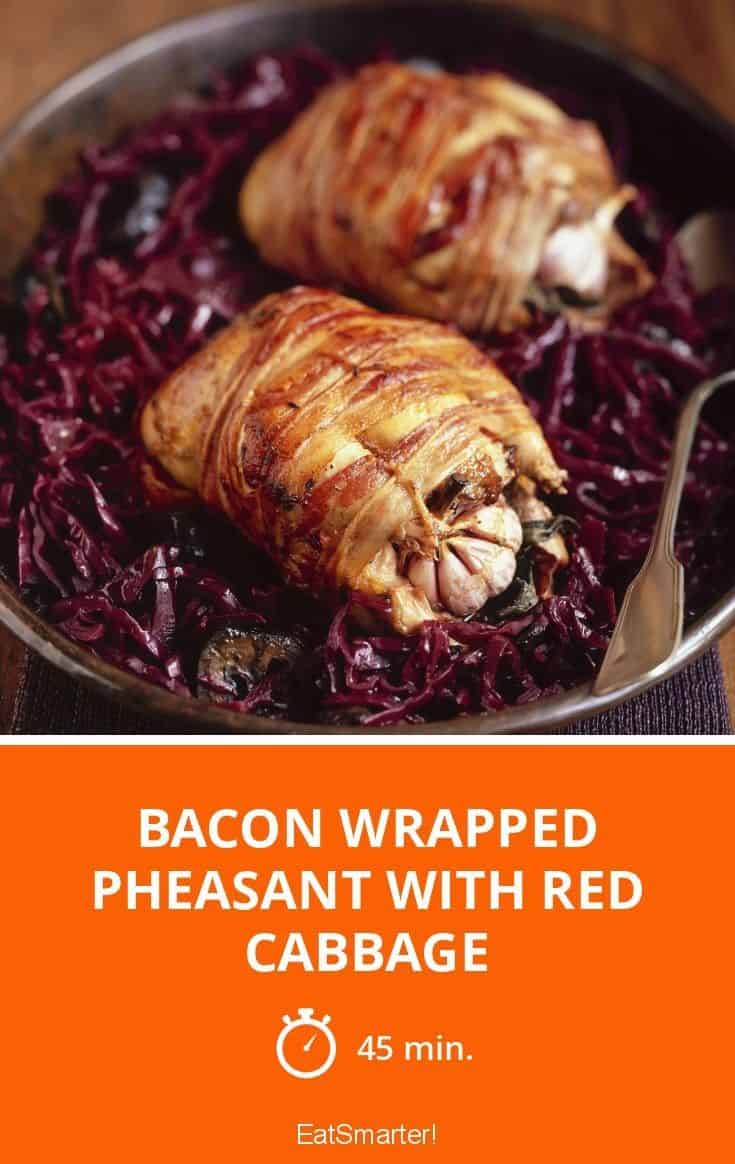 Bacon Wrapped Pheasant With Red Cabbage