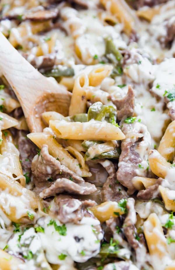 One Pot Philly Steak Pasta