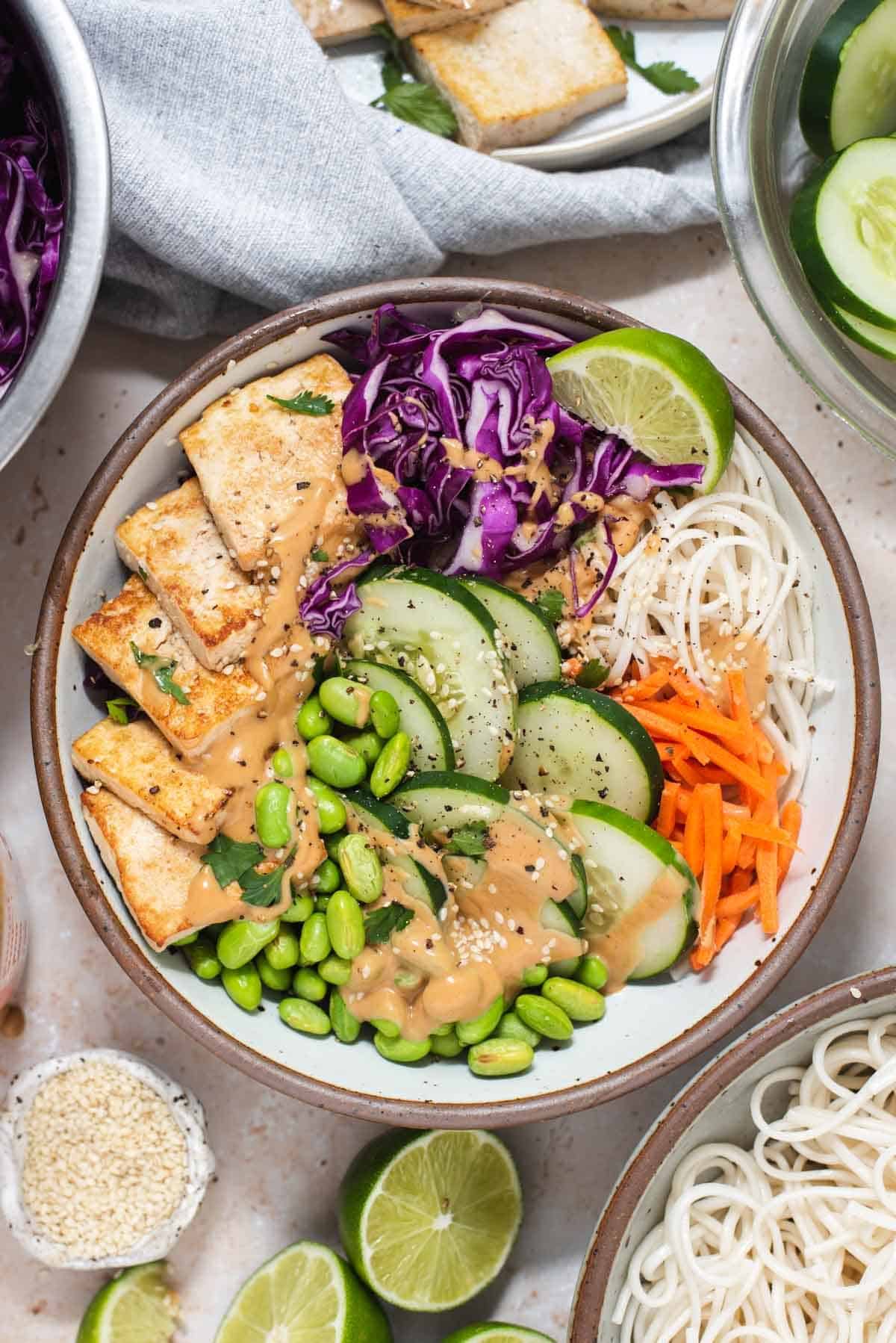 Tofu & Veggie Spring Roll Bowls