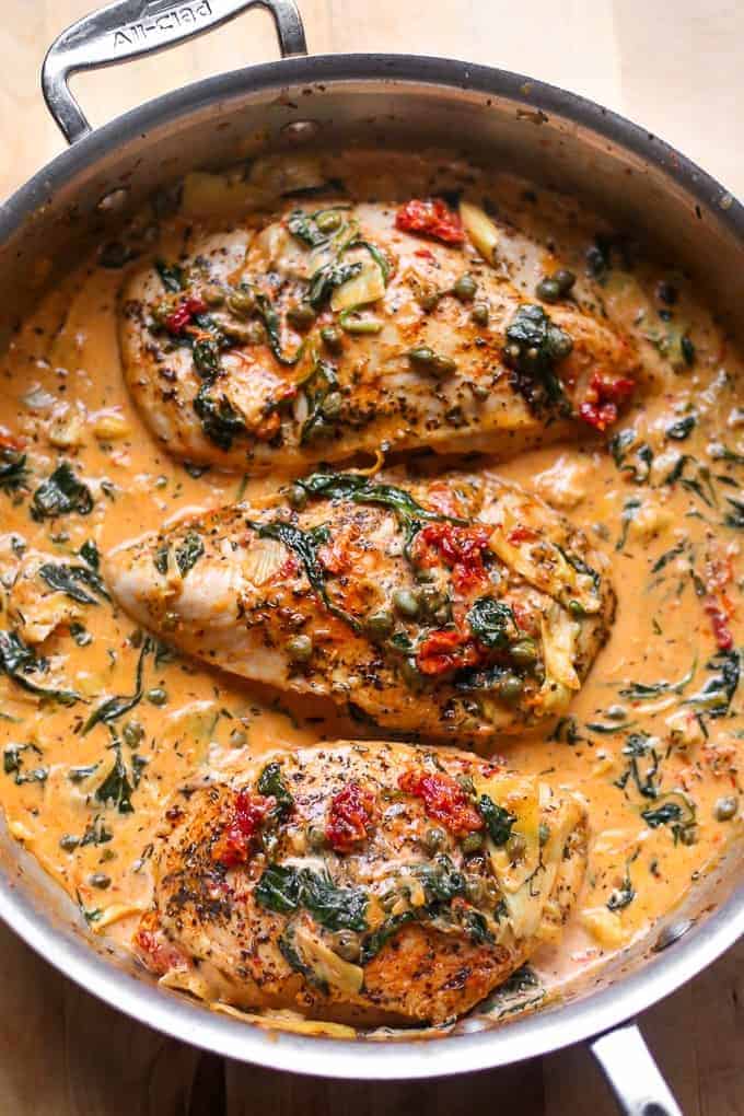 Creamy Tuscan Chicken with Spinach and Artichokes