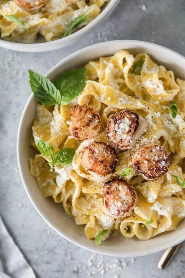 Creamy Lemon Pappardelle With Scallops