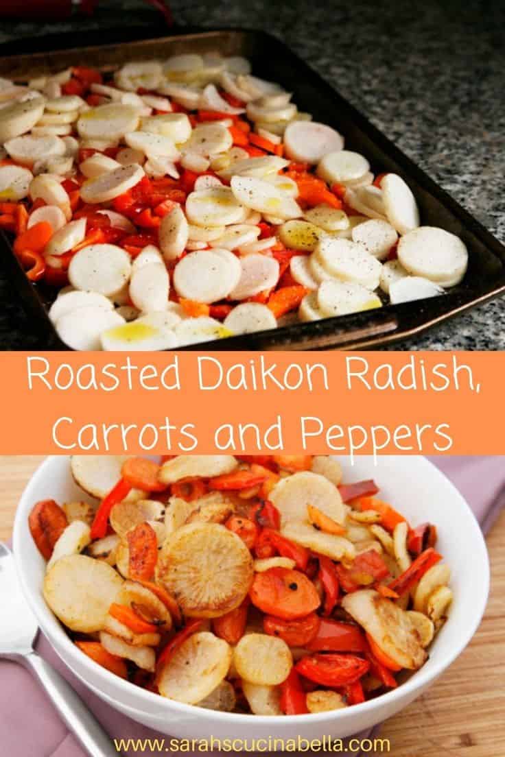 Roasted Daikon Radish, Carrots And Peppers