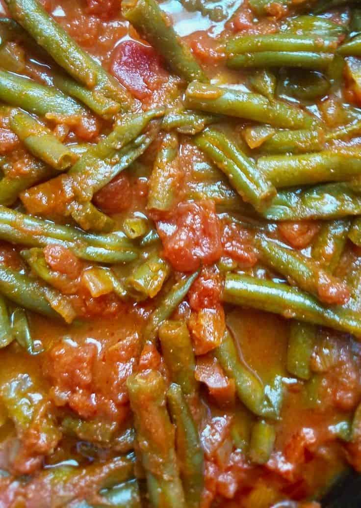 Vegan Slow Cooker Stewed Green Beans And Tomatoes