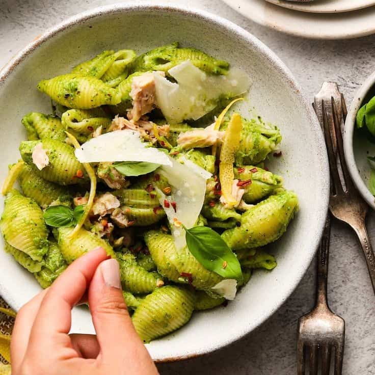 Mixed Herb Pesto Pasta With Albacore Tuna