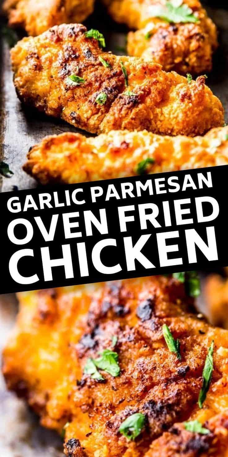 Garlic Parmesan Crispy Oven Fried Chicken