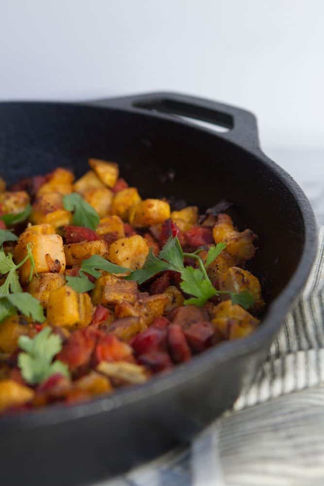 Plantain Linguiça Breakfast Hash