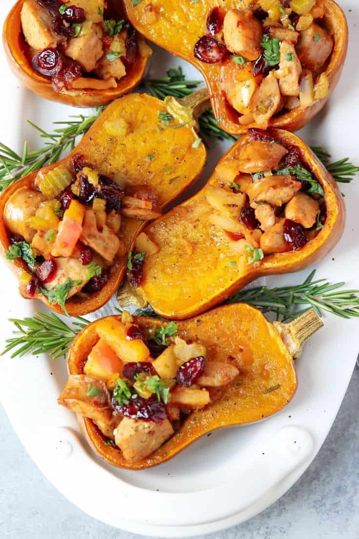 Sausage And Apple Stuffed Honey Nut Squash