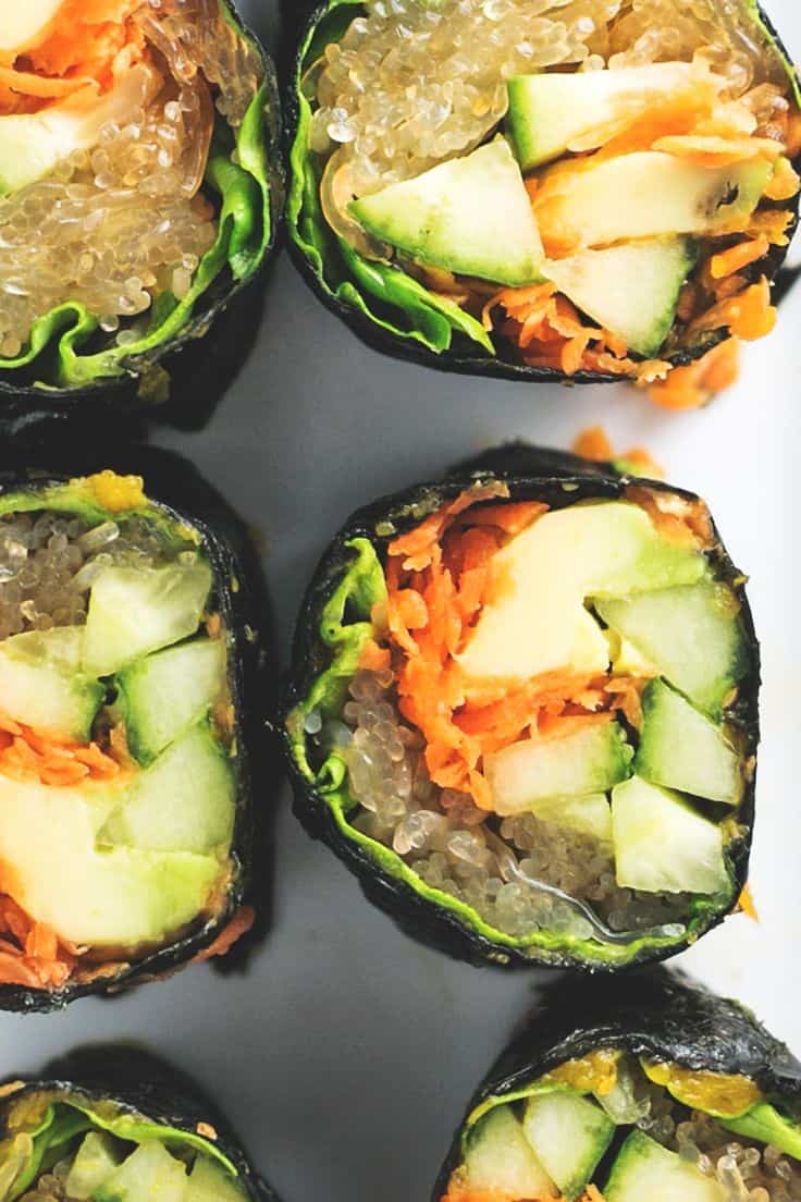 Raw Sushi Rolls With Kelp Noodles