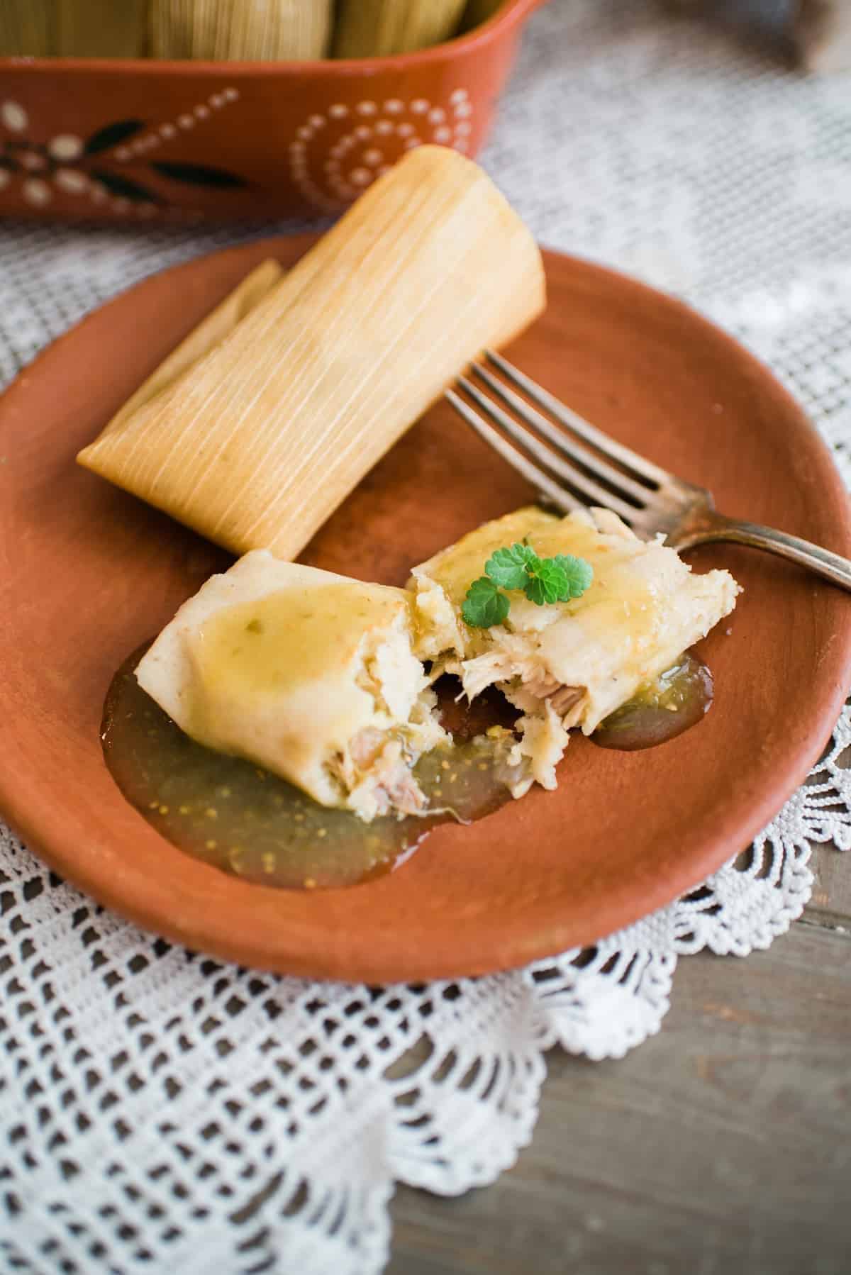 Chicken Tamales with Salsa Verde