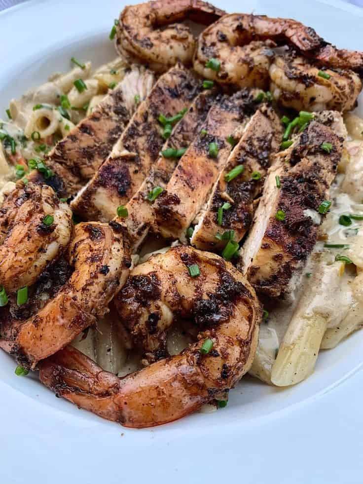 Jerk Chicken And Shrimp Pasta