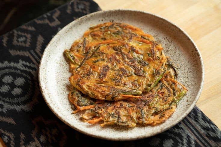 Malabar Spinach & Kimchi Korean Pancakes