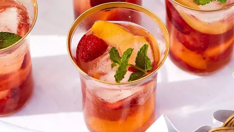 Rose Sangria with Nectarines and Strawberries