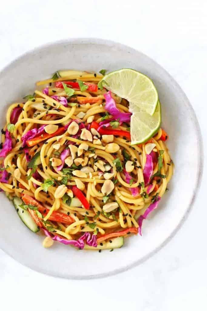 Cold Thai Noodle Salad with Peanut Dressing