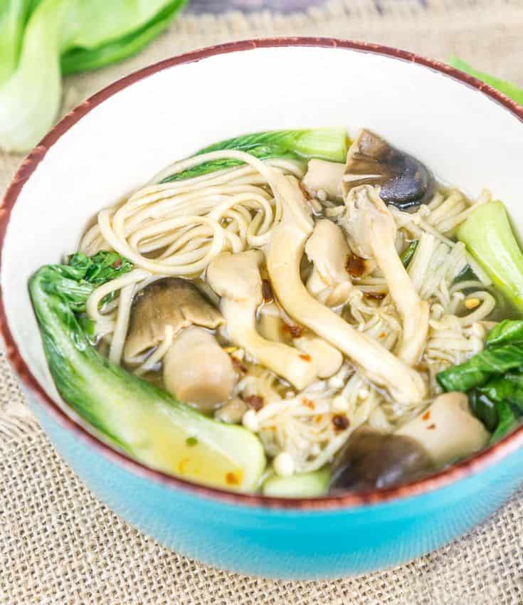 Enoki Mushroom Soup With Soba Noodles, Lemongrass, And Ginger