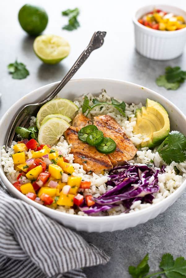 Fish Taco Bowls With Cilantro Lime Rice