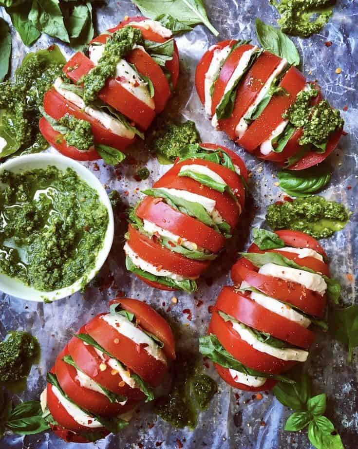 Caprese Style Hasselback Roma Tomatoes