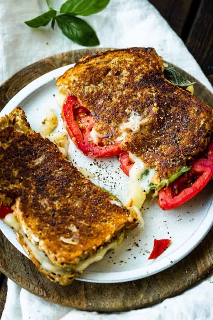 Roasted Tomato Caprese and Prosciutto Sandwich