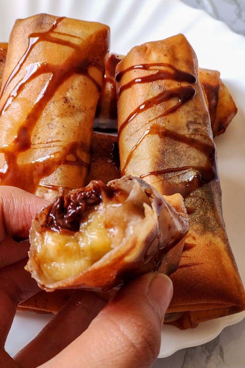 Chocolate banana spring rolls