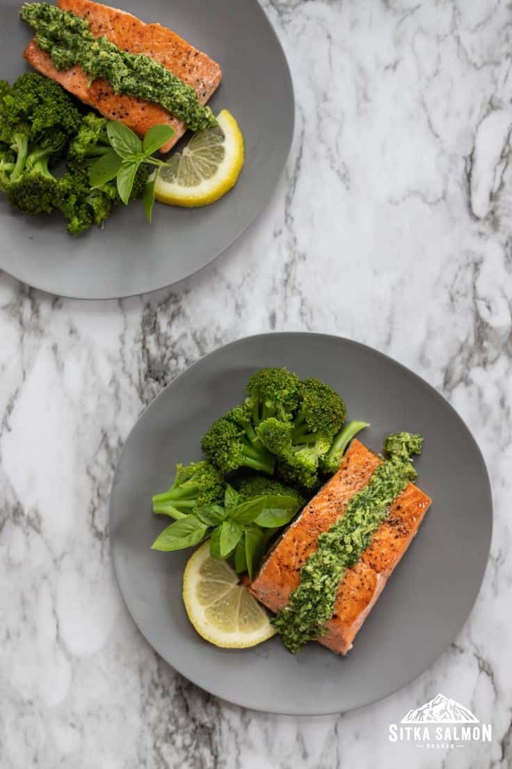 Seared Coho Salmon With Mixed Herb Pesto