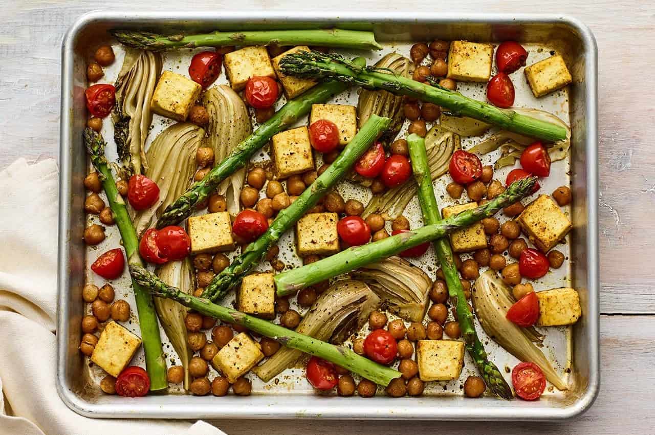 Sheet Pan Tofu With Vegetables & Crispy Chickpeas