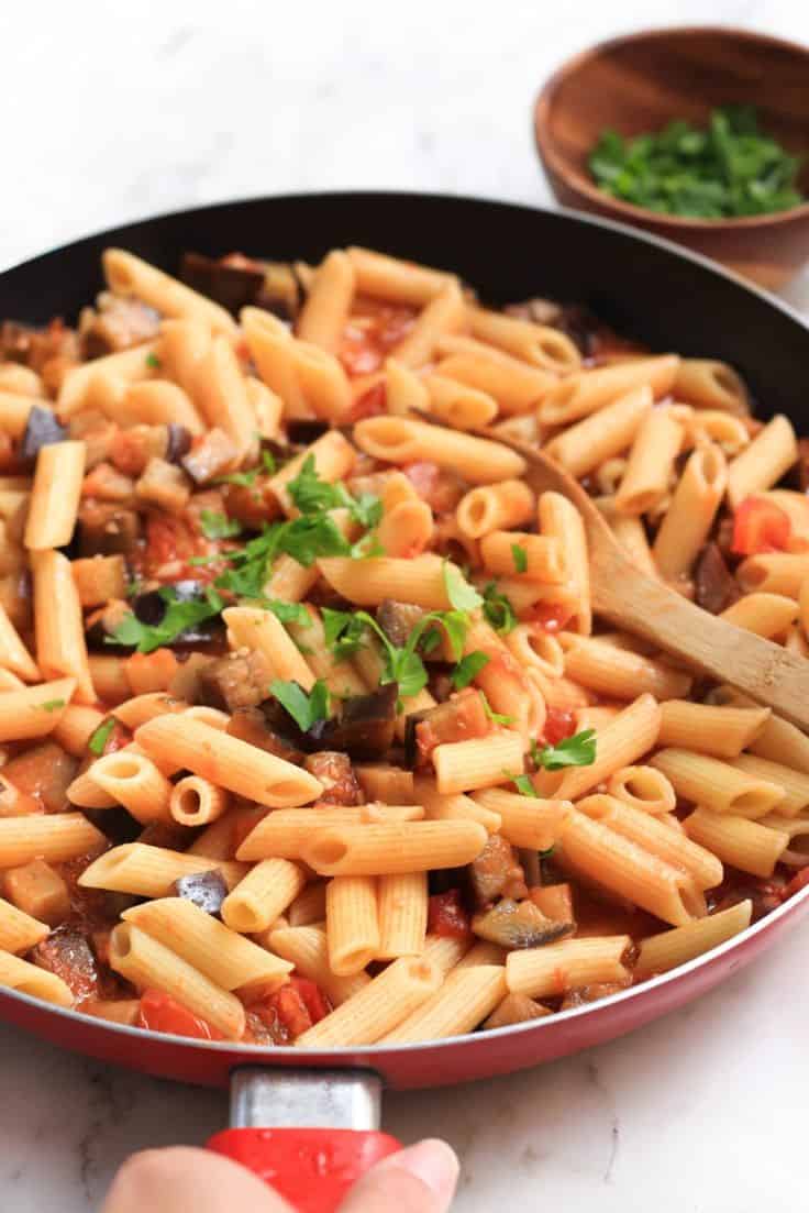 Garlic Eggplant Penne Pasta