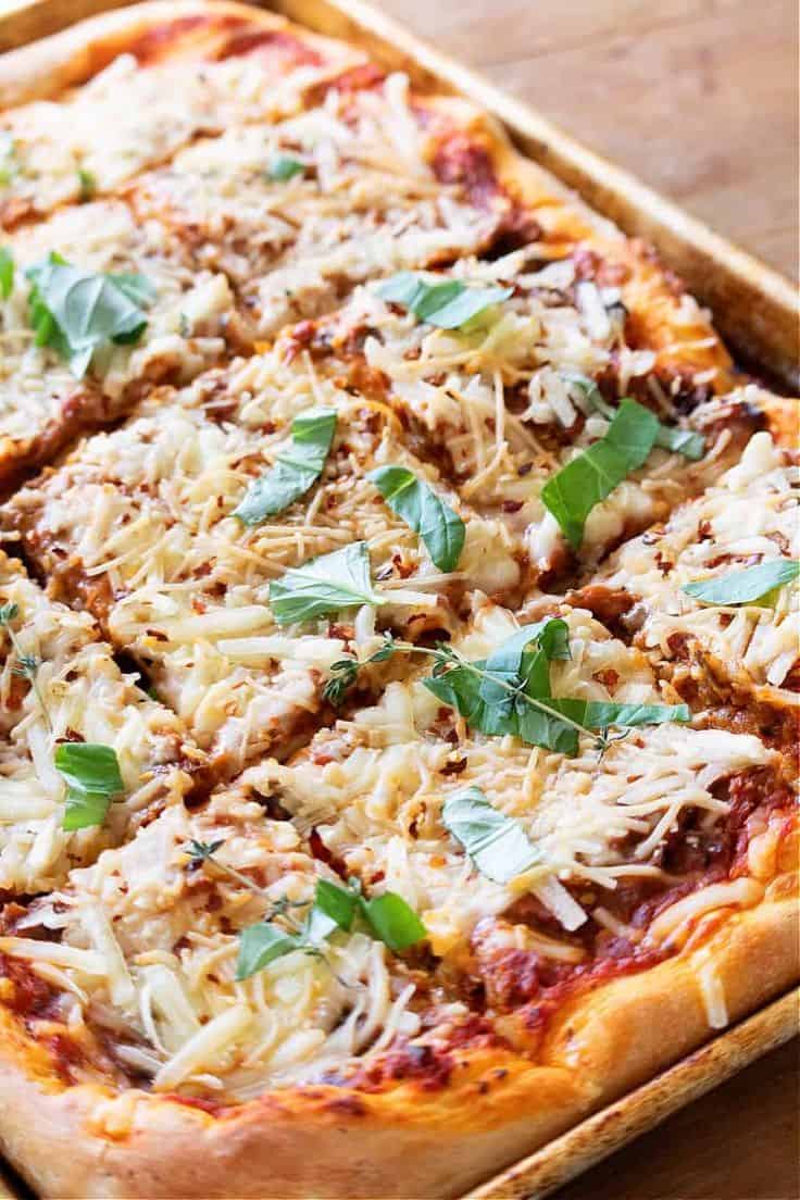 Vegan Eggplant Parmesan Sheet-Pan Pizza