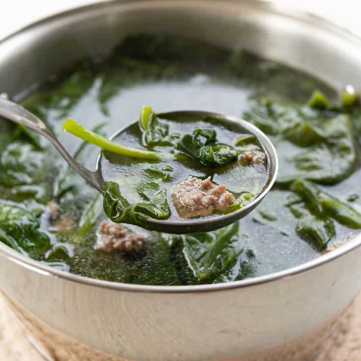 Vietnamese Malabar Spinach & Ground Beef Soup