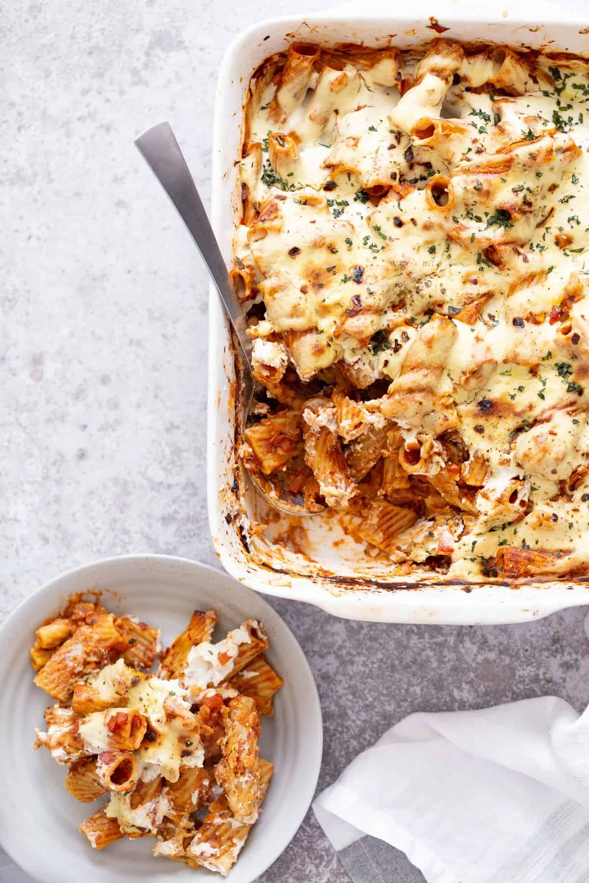 Baked Rigatoni With Vegan Meat Sauce